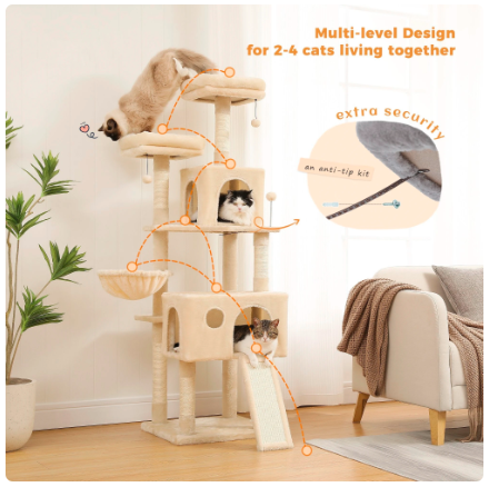 Cat Tree Tower with Scratching Posts Large Cat Scratcher Cat Condo Cat Accessories Pet Beds and Furniture Cat Toys (Random color) - Amado Deals - wholesale and distributors with free shipping in United States