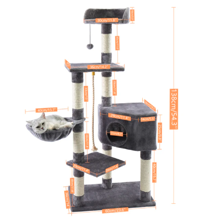 Multi-Level Cat Tree For Cats With Cozy Perches Stable Cat Climbing Frame Cat Scratch Board Toys Gray&Beige - Amado Deals - wholesale and distributors with free shipping in United States