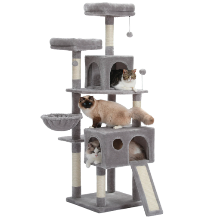 Multi-Level Cat Tree For Cats With Cozy Perches Stable Cat Climbing Frame Cat Scratch Board Toys Gray&Beige - Amado Deals - wholesale and distributors with free shipping in United States