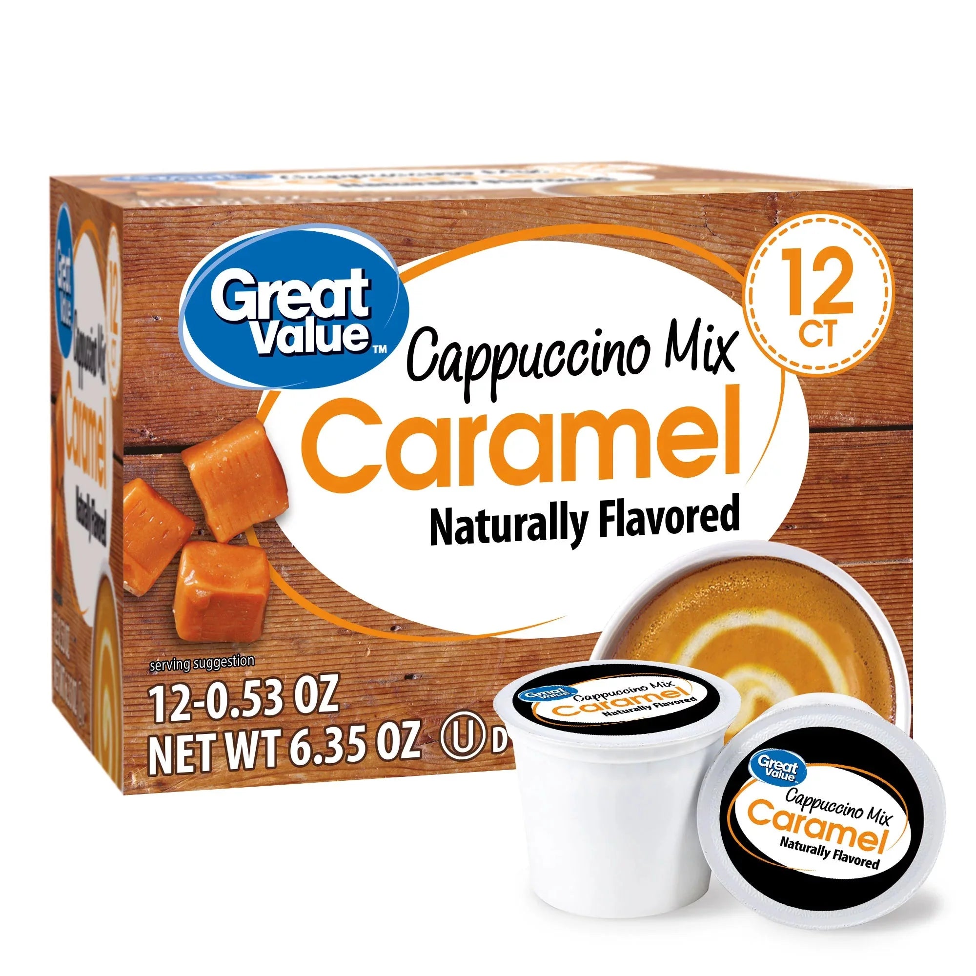 Great Value Caramel Cappuccino Mix Medium Roast Coffee Pods, 12 Ct - Amado Deals - wholesale and distributors with free shipping in United States