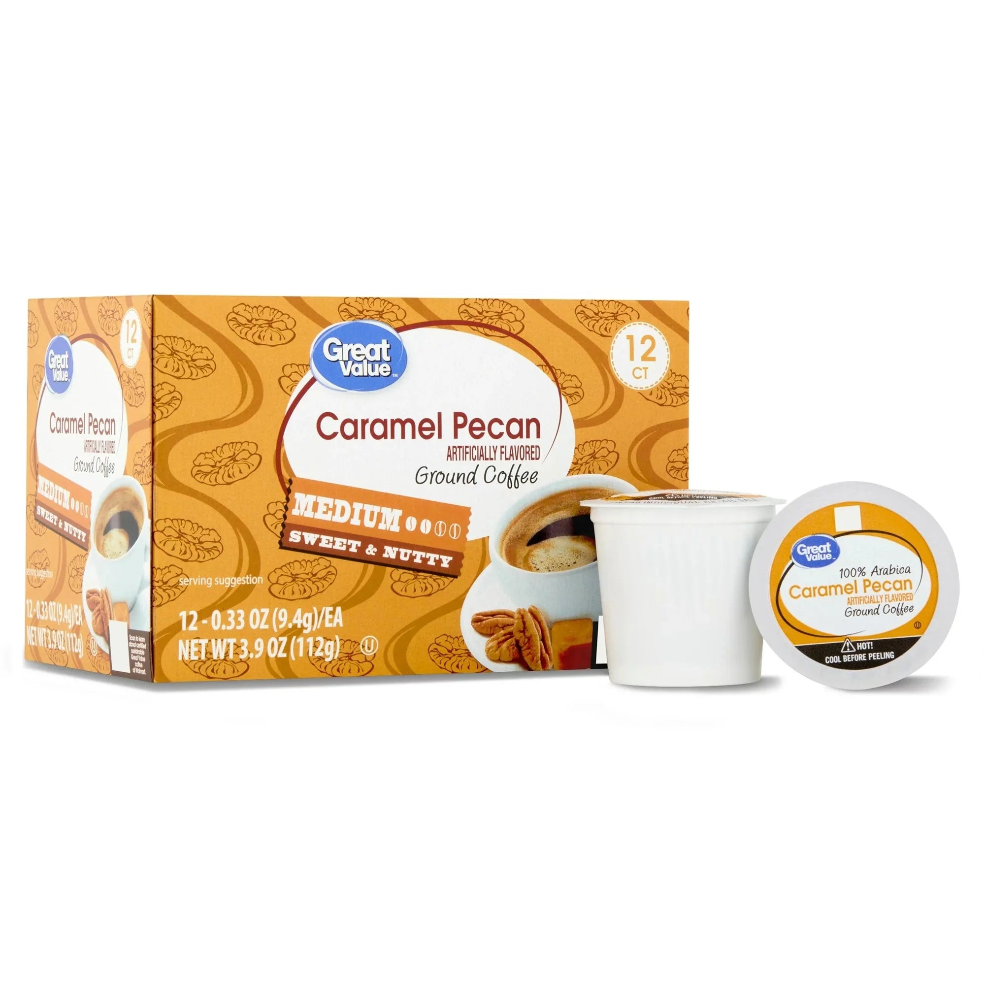 Great Value Caramel Pecan Medium Roast Coffee Pods, 12 Count - Amado Deals - wholesale and distributors with free shipping in United States