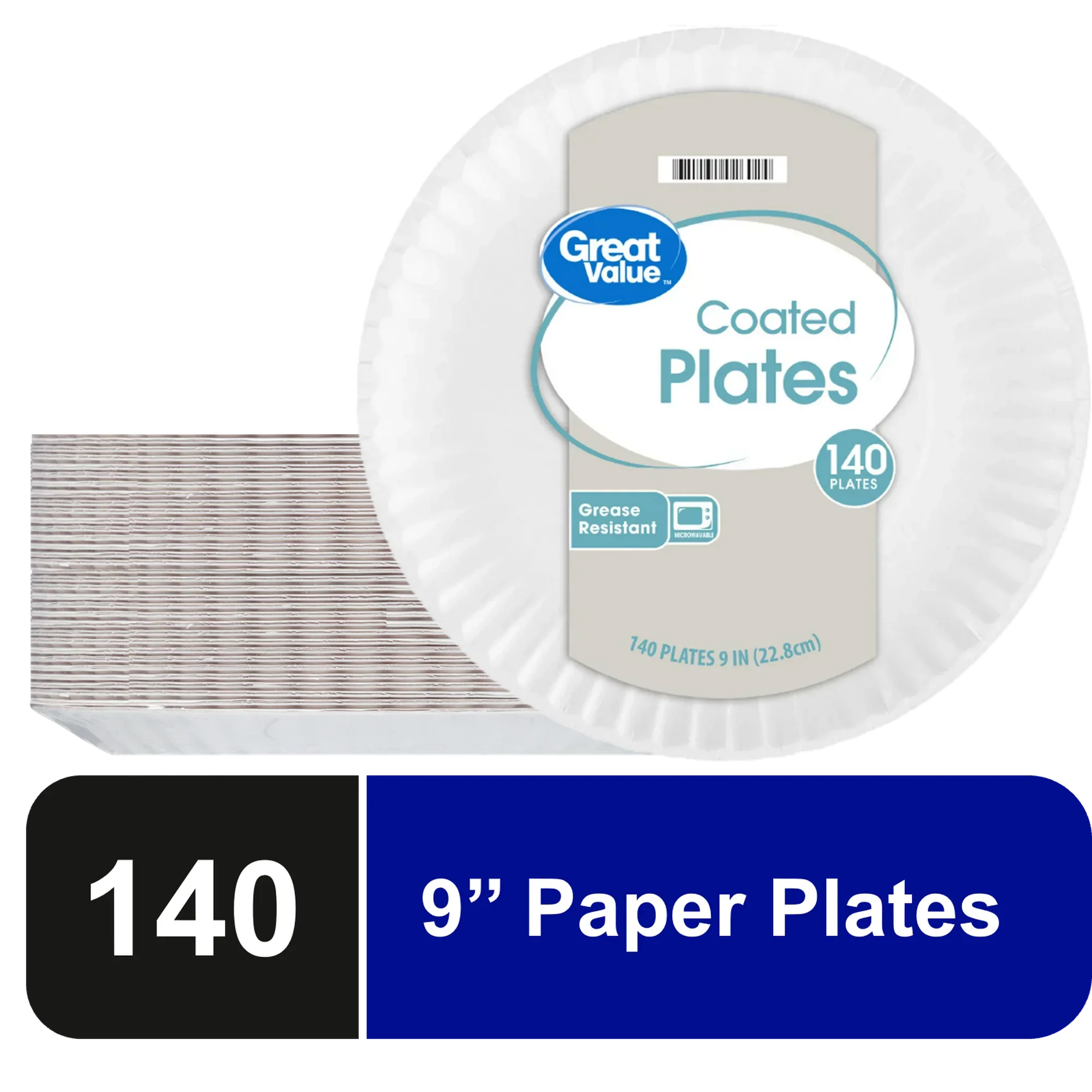Great Value Coated, Microwave Safe, Disposable Paper Plates, 9 in, White, 140 Count - Amado Deals - wholesale and distributors with free shipping in United States