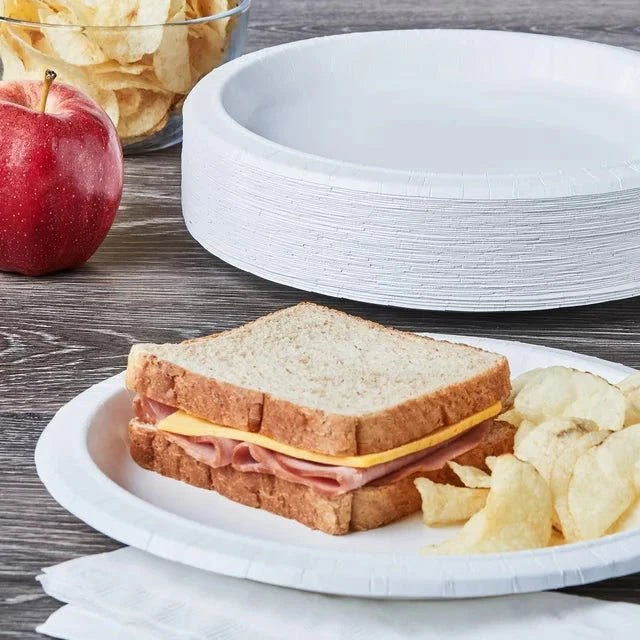 Great Value Everyday Strong, Soak Proof, Microwave Safe, Disposable Paper Plates, 10 in, White, 100 Count - Amado Deals - wholesale and distributors with free shipping in United States