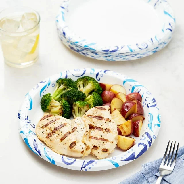 Great Value Everyday Strong, Soak Proof, Microwave Safe, Disposable Paper Plates, 9 in, Patterned, 200 Count - Amado Deals - wholesale and distributors with free shipping in United States
