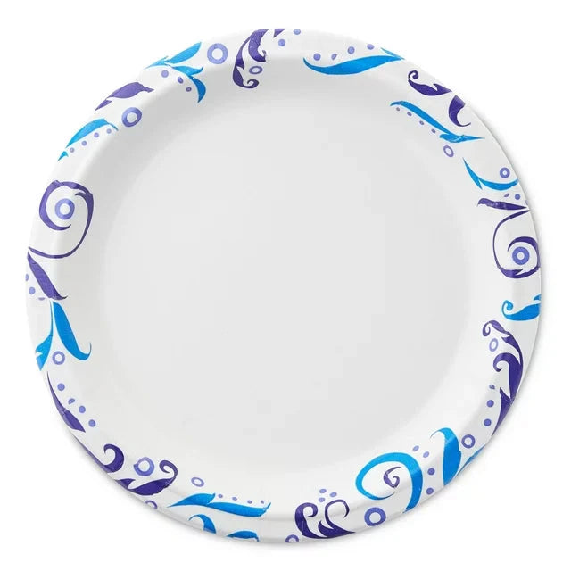 Great Value Everyday Strong, Soak Proof, Microwave Safe, Disposable Paper Plates, 9 in, Patterned, 300 Count - Amado Deals - wholesale and distributors with free shipping in United States