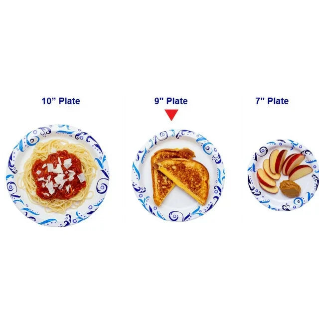 Great Value Everyday Strong, Soak Proof, Microwave Safe, Disposable Paper Plates, 9 in, Patterned, 300 Count - Amado Deals - wholesale and distributors with free shipping in United States