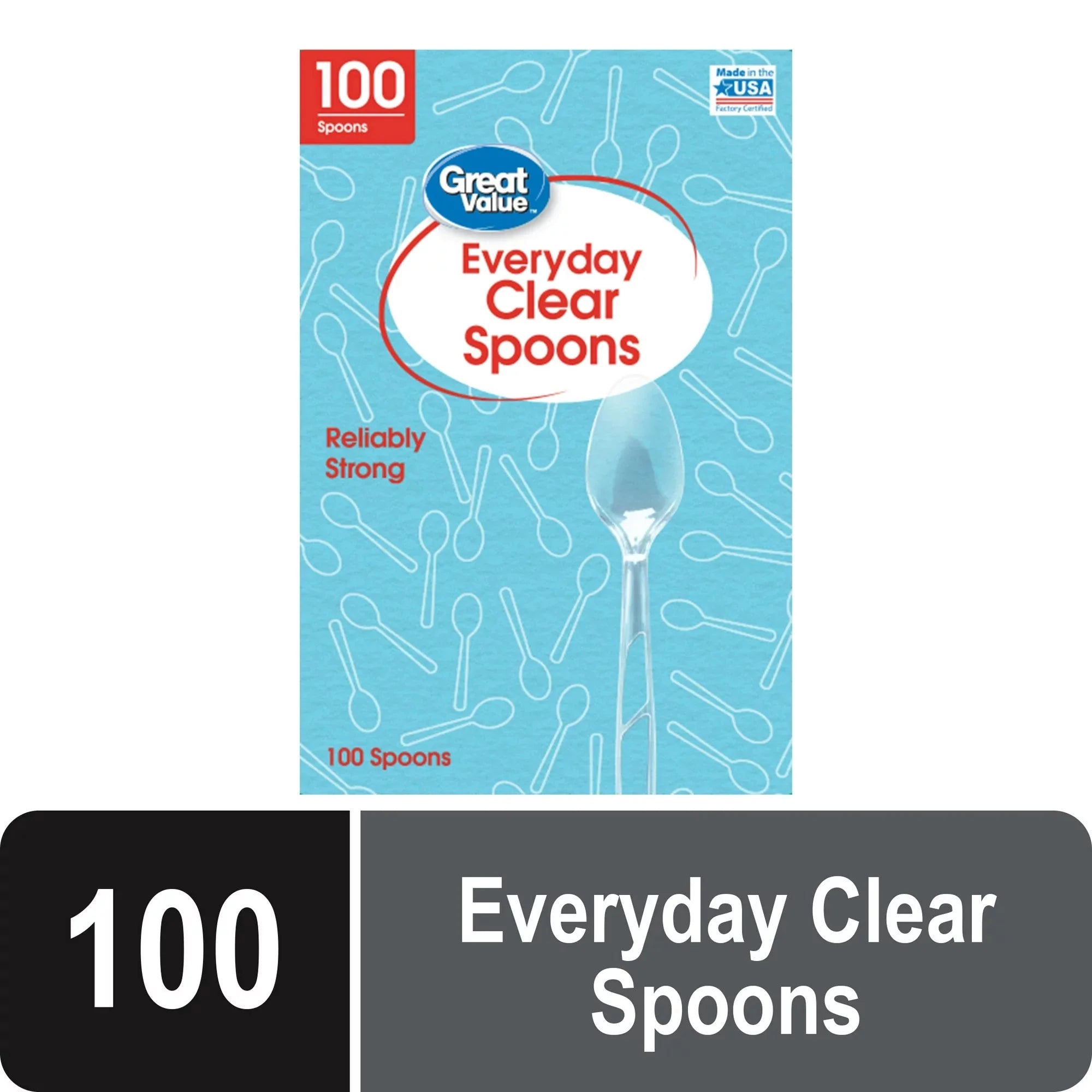 Great Value Premium Clear Disposable Plastic Spoons, Clear, 100 Count - Amado Deals - wholesale and distributors with free shipping in United States