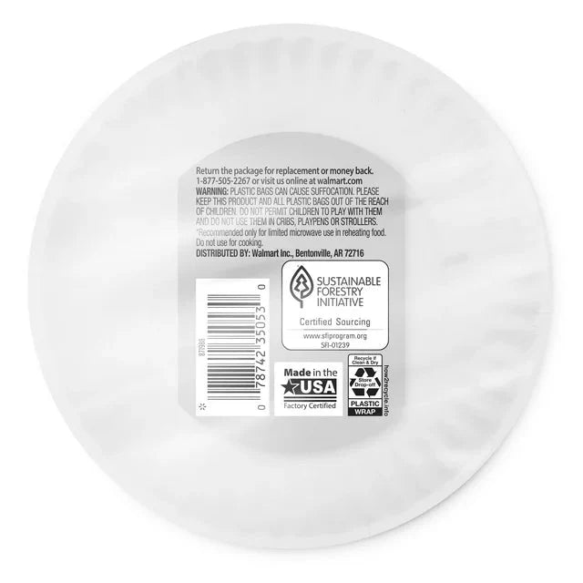 Great Value Uncoated, Microwave Safe, Disposable Paper Plates, 6 in, White, 100 Count - Amado Deals - wholesale and distributors with free shipping in United States