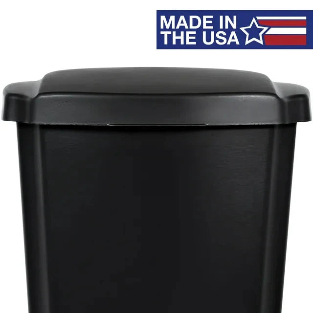 Hefty 12.1 Gallon Trash Can, Plastic Step On Kitchen Trash Can, Black - Amado Deals - wholesale and distributors with free shipping in United States
