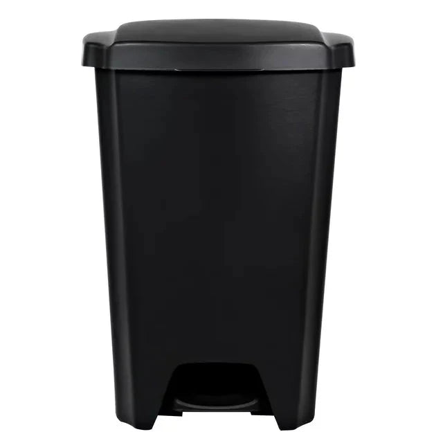 Hefty 12.1 Gallon Trash Can, Plastic Step On Kitchen Trash Can, Black - Amado Deals - wholesale and distributors with free shipping in United States