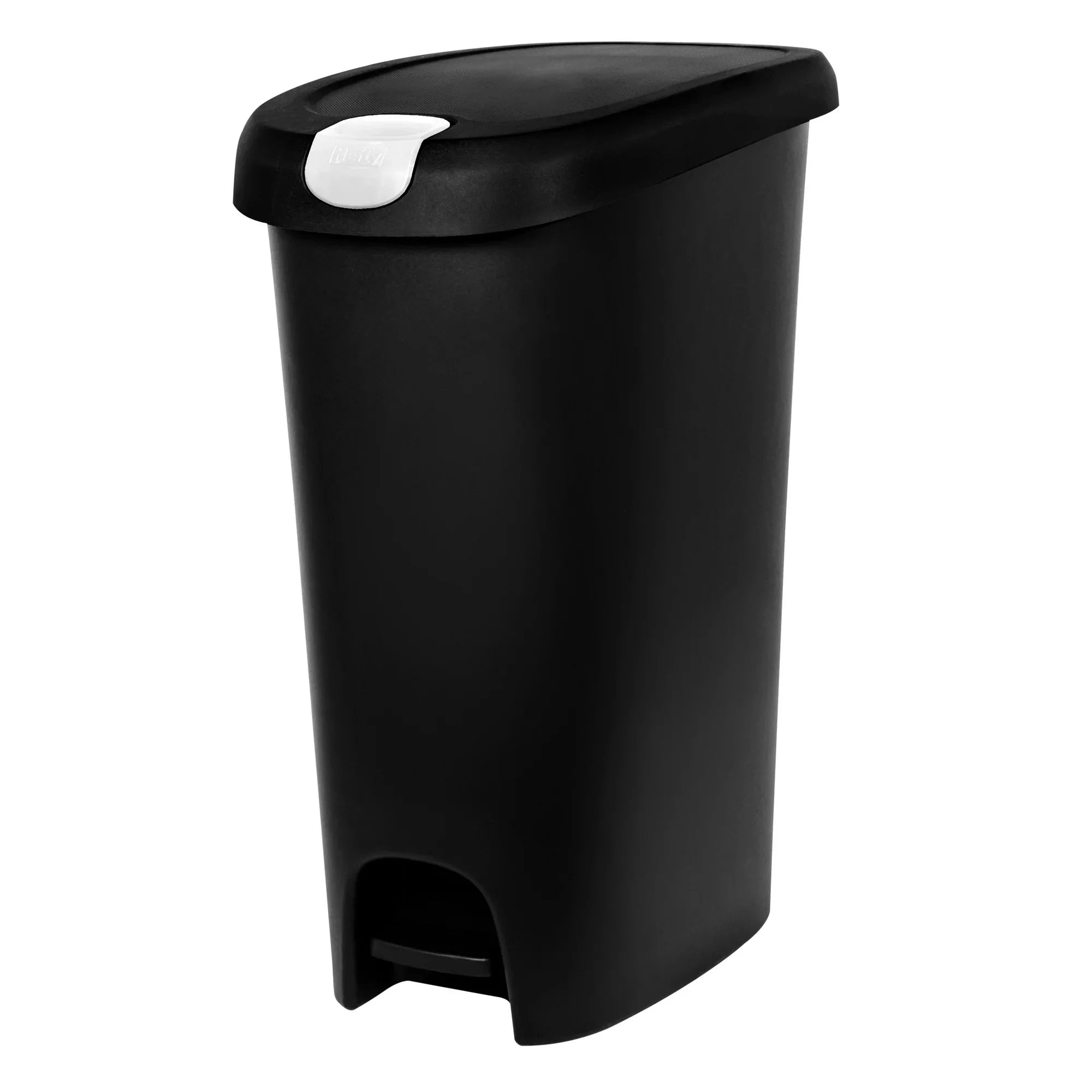 Hefty 12 Gallon Trash Can, Plastic Slim Lockable StepOn Kitchen Trash Can, Black - Amado Deals - wholesale and distributors with free shipping in United States