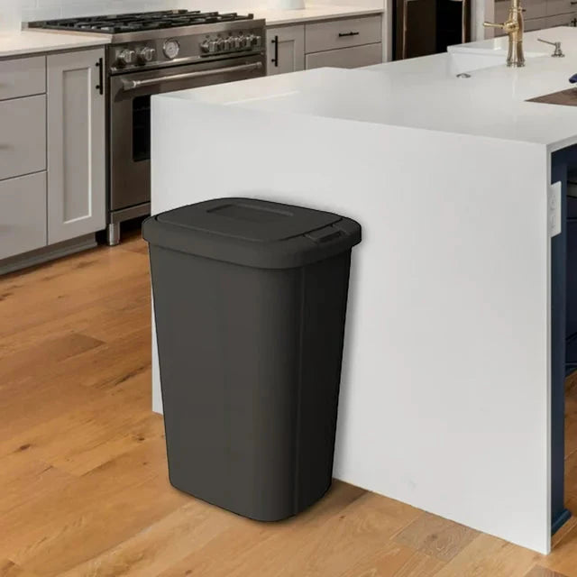 Hefty 13.3 Gallon Trash Can, Plastic Touch Top Kitchen Trash Can, Black - Amado Deals - wholesale and distributors with free shipping in United States