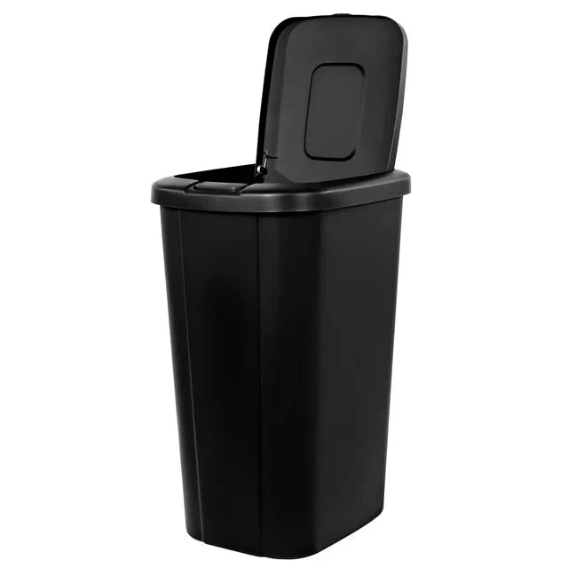 Hefty 13.3 Gallon Trash Can, Plastic Touch Top Kitchen Trash Can, Black - Amado Deals - wholesale and distributors with free shipping in United States