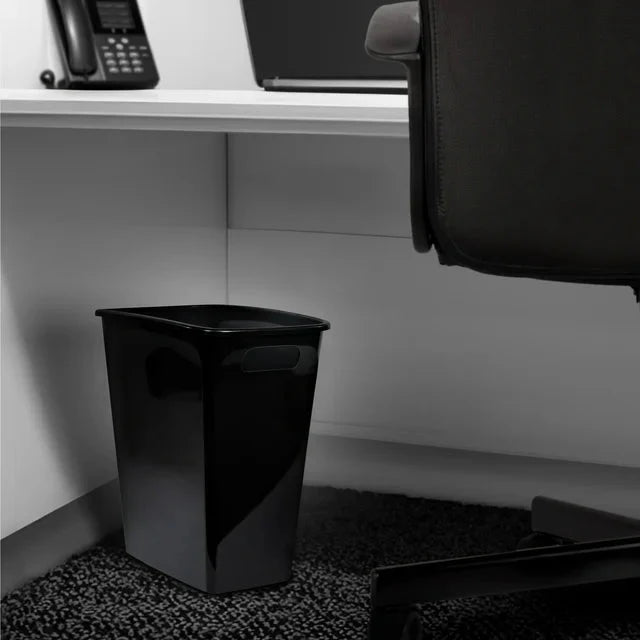 Hefty 8.8 Gallon Trash Can, Plastic Handled Office Trash Can, Black - Amado Deals - wholesale and distributors with free shipping in United States