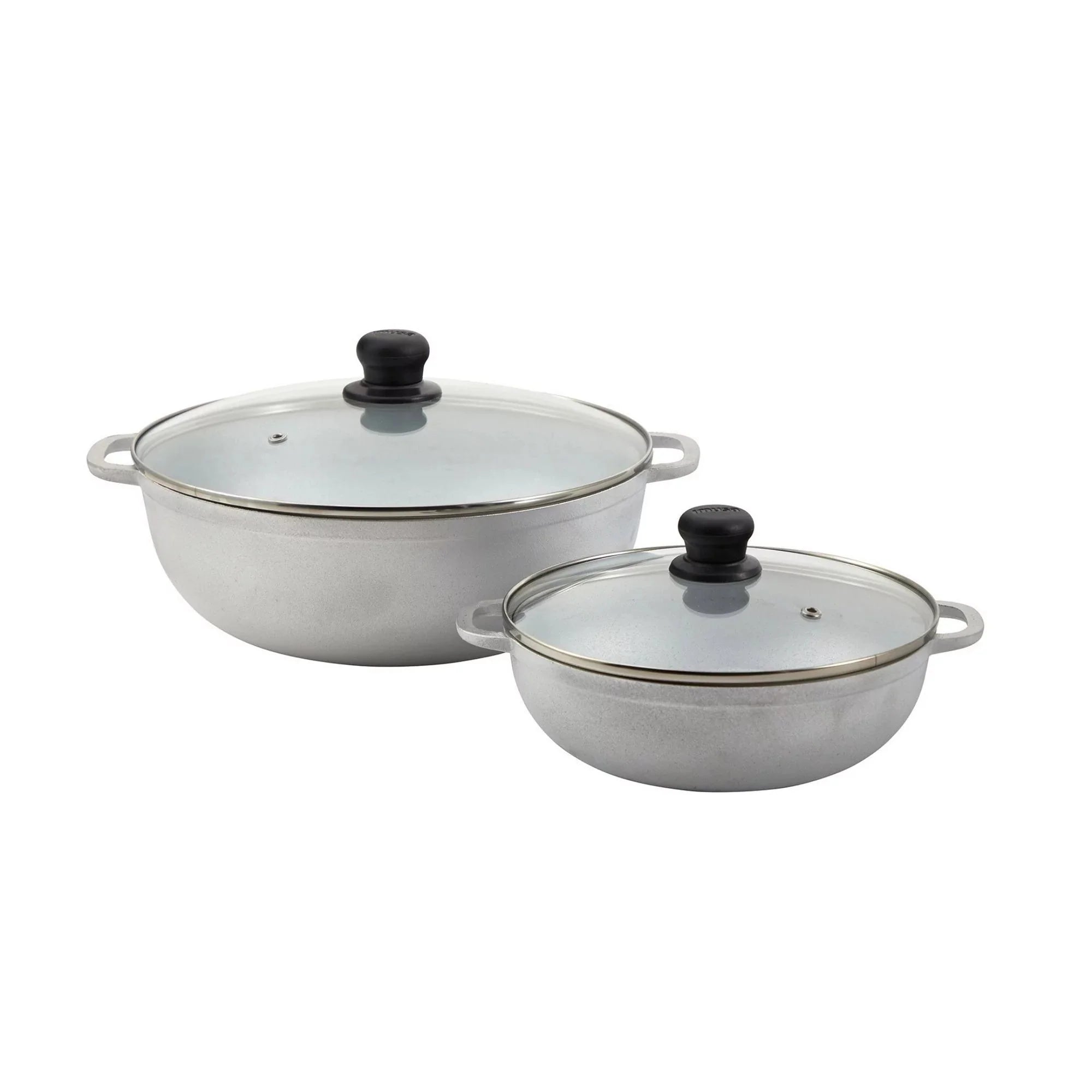 Imusa 2 Piece Colombian Cast Aluminum Caldero Set with Glass Lid, Silver - Amado Deals - wholesale and distributors with free shipping in United States