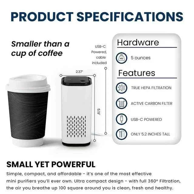 Kiki Pure Mini A1 HEPA USB-C Powered Air Purifier