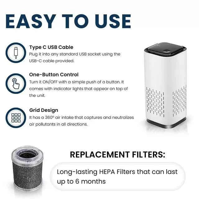 Kiki Pure Mini A1 HEPA USB-C Powered Air Purifier