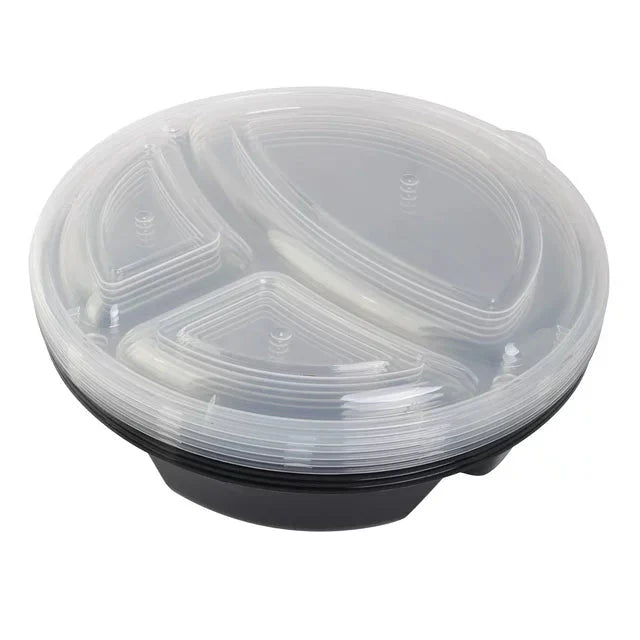 Mainstays 3-Compartment 1L Round Meal Prep Food Storage Container, 5 Pack - Amado Deals - wholesale and distributors with free shipping in United States