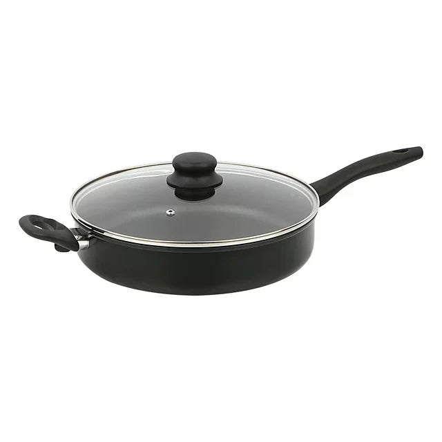 Mainstays 4 Quart Multi-Use Non-Stick 28cm Black Jumbo Cooker Frying Pan with Glass Lid - Amado Deals - wholesale and distributors with free shipping in United States