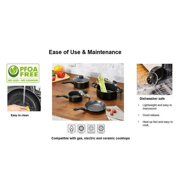 Mainstays 7 Piece Nonstick Cookware Set, Black - Amado Deals - wholesale and distributors with free shipping in United States