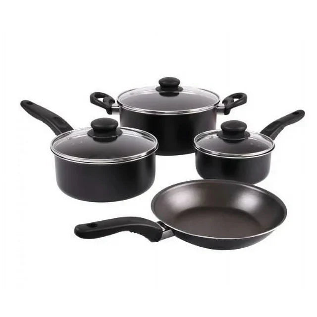 Mainstays 7 Piece Nonstick Cookware Set, Black - Amado Deals - wholesale and distributors with free shipping in United States