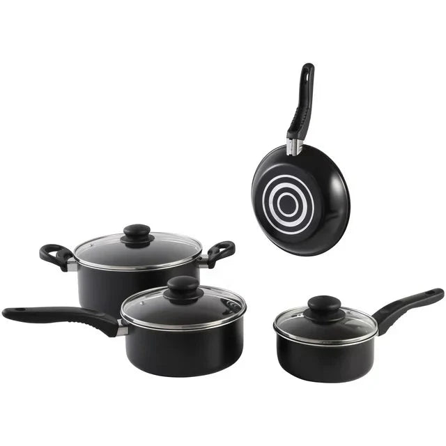 Mainstays 7 Piece Nonstick Cookware Set, Black - Amado Deals - wholesale and distributors with free shipping in United States
