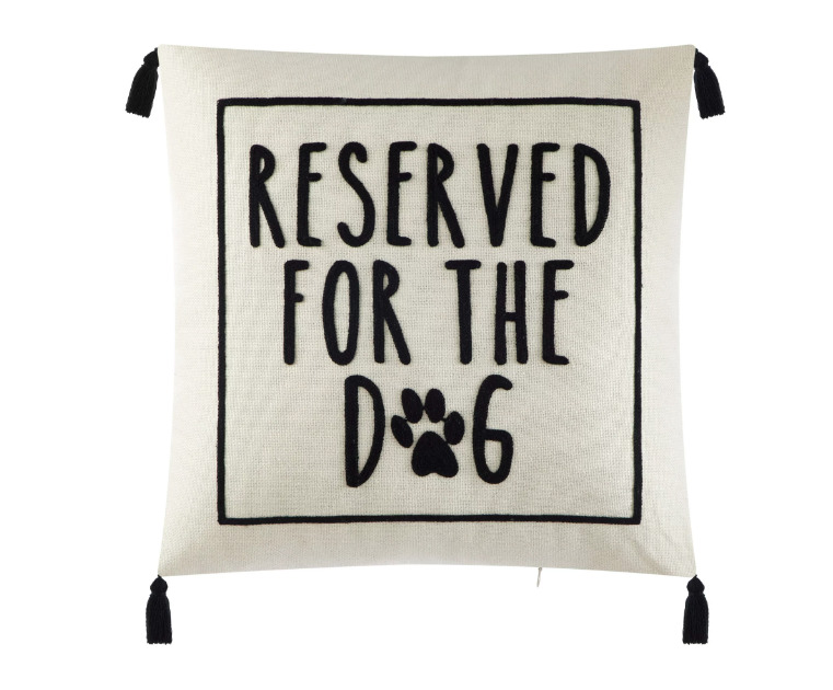 Mainstays Black and White Reserved For Dog Square Decorative Pillow, 18 in x 18 in, Polyester Fill, 1 Piece - Amado Deals - wholesale and distributors with free shipping in United States