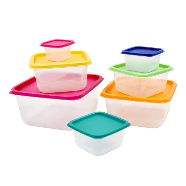 Mainstays Plastic Rainbow Food Storage Set, Multi Color, 14 Count - Amado Deals - wholesale and distributors with free shipping in United States