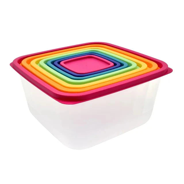 Mainstays Plastic Rainbow Food Storage Set, Multi Color, 14 Count - Amado Deals - wholesale and distributors with free shipping in United States