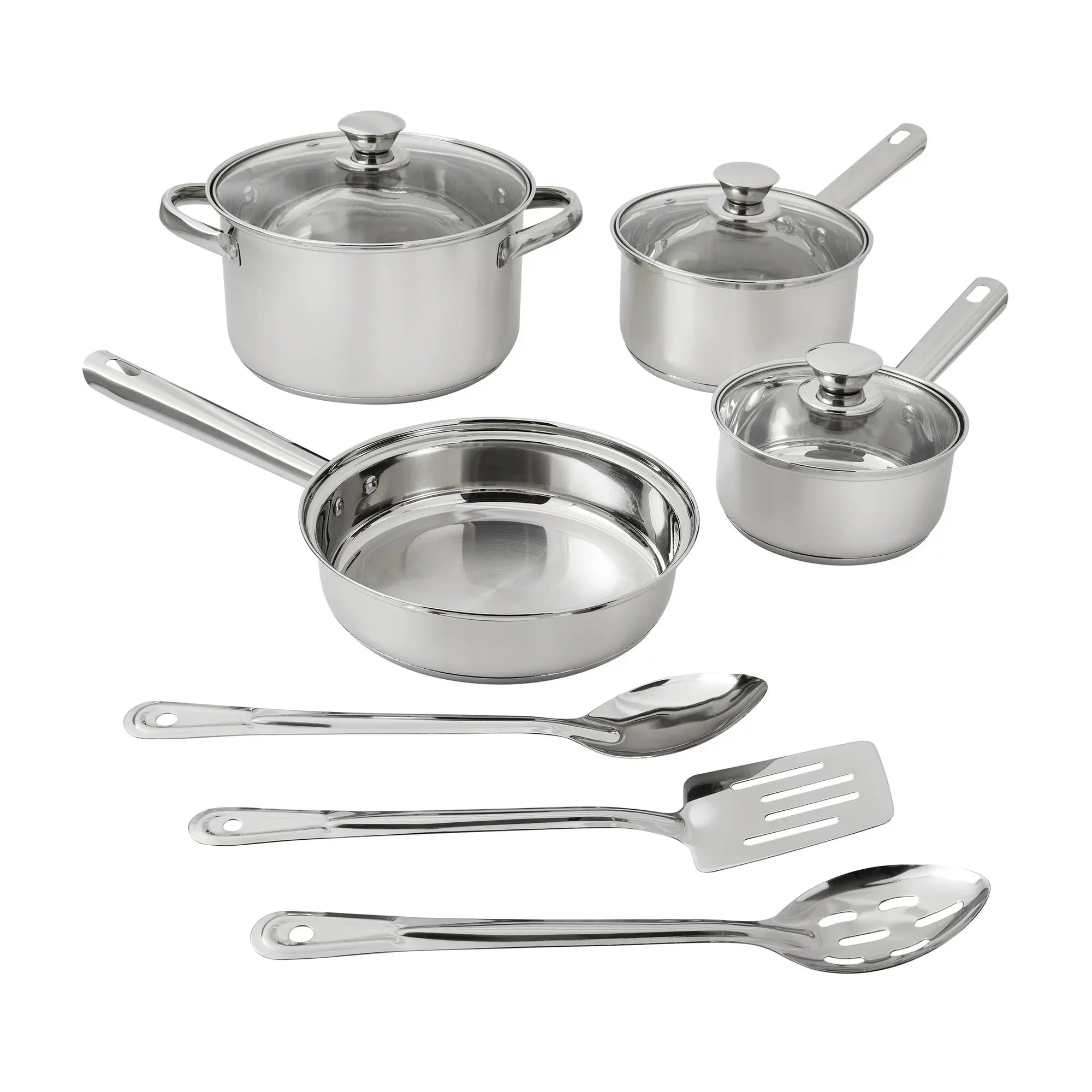 Mainstays Stainless Steel 10-Piece Cookware Set - Amado Deals - wholesale and distributors with free shipping in United States