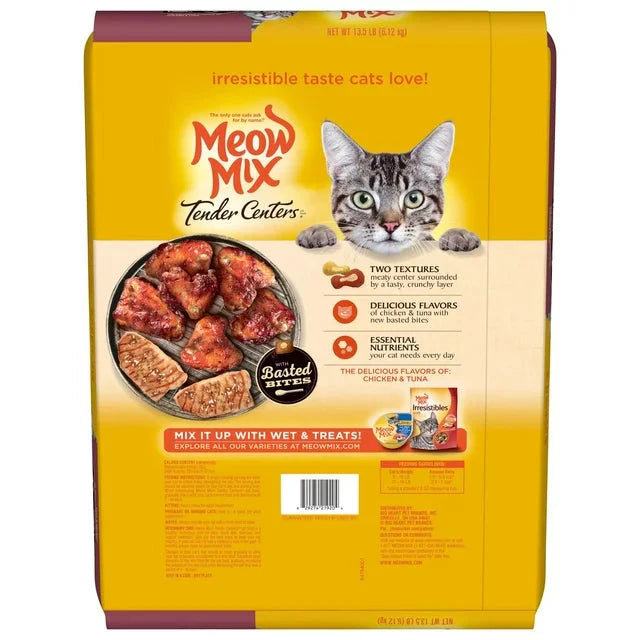 Meow Mix Tender Centers with Basted Bites, Chicken and Tuna Flavored Dry Cat Food, 13.5-Pound - Amado Deals - wholesale and distributors with free shipping in United States