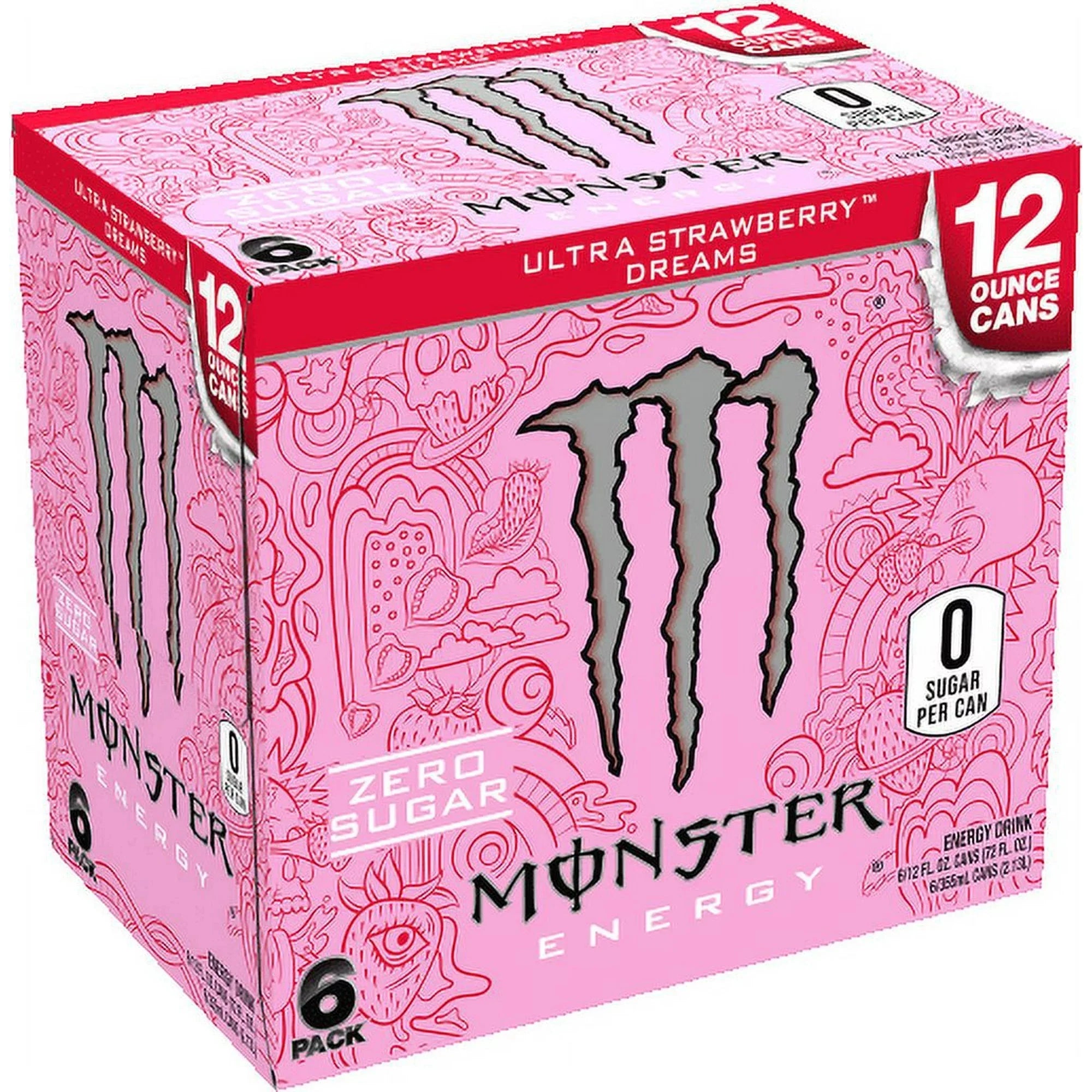 Monster Ultra Strawberry Dreams, Sugar Free Energy Drink, 12 fl oz, 6 Pack - Amado Deals - wholesale and distributors with free shipping in United States
