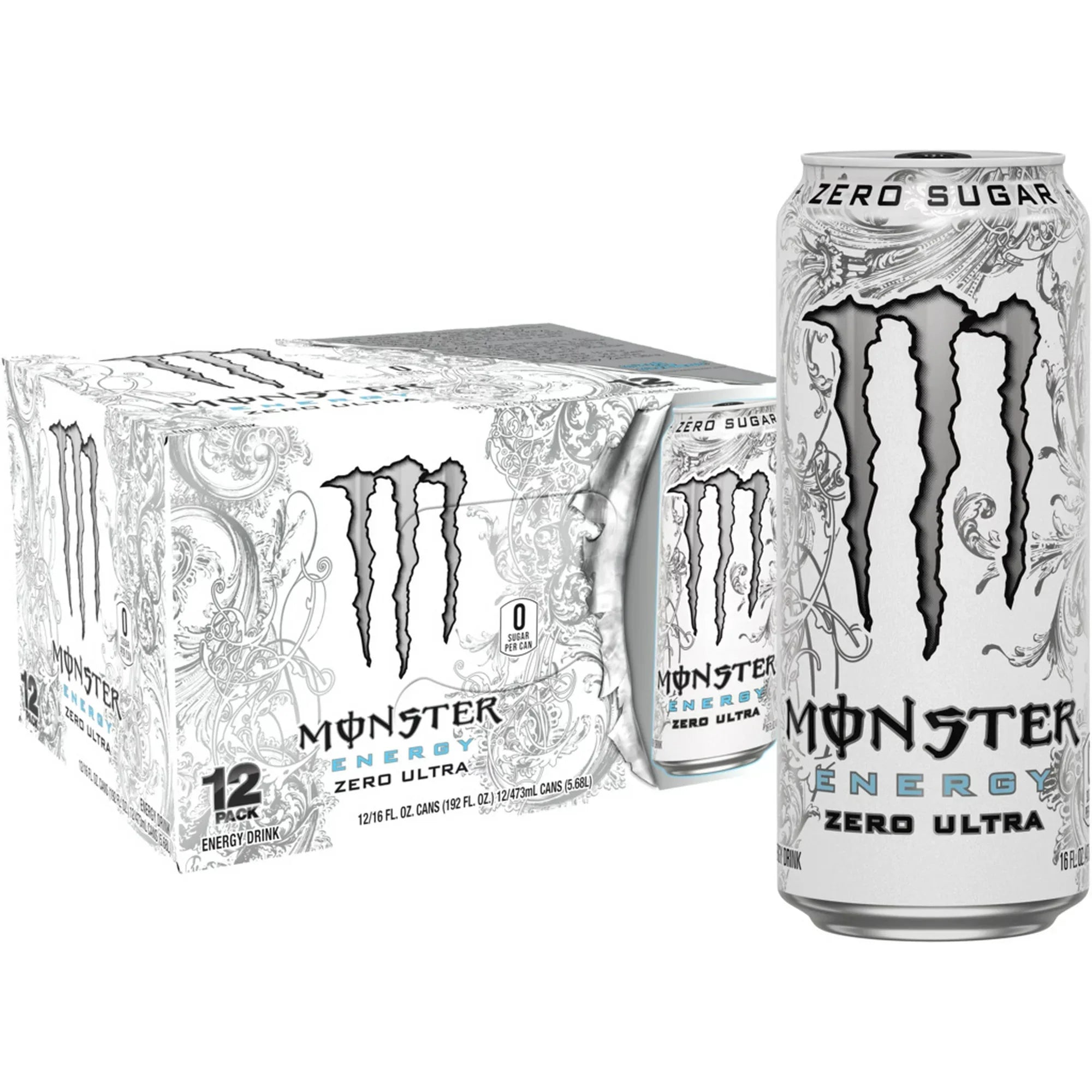 Monster Zero Ultra, Sugar Free Energy Drink, 16 fl oz, 12 Pack - Amado Deals - wholesale and distributors with free shipping in United States