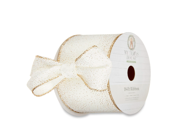 My Texas House Off White Shimmer Ribbon, 18' - Amado Deals - wholesale and distributors with free shipping in United States