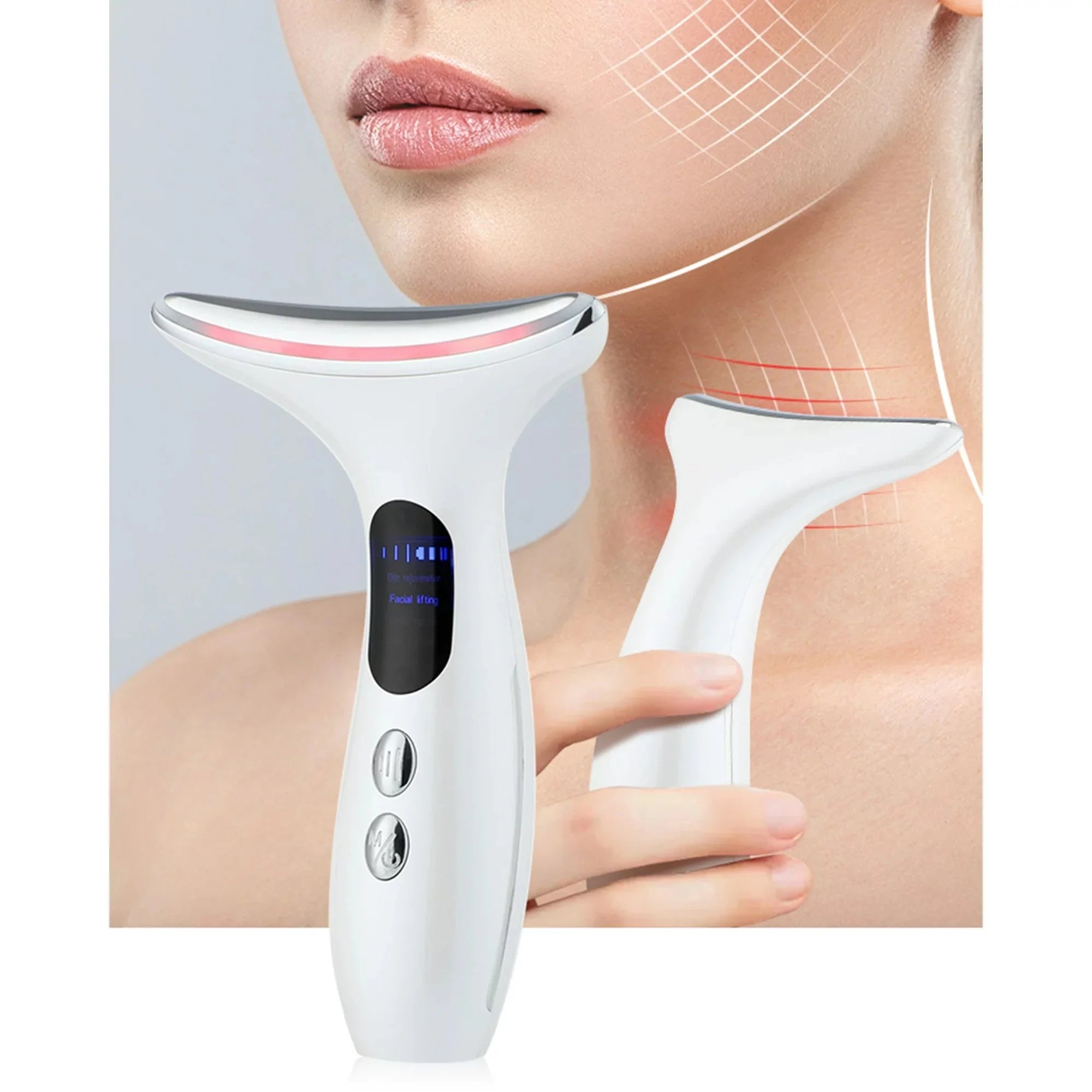 Neck Face Firming Removal Tool, Double Chin Reducer Skin Rejuvenation Neck Face Lift Anti-Aging Beauty Device on Triple Action LED Therapy, Thermal and Vibration Technologies for Skin Care - Amado Deals - wholesale and distributors with free shipping in United States