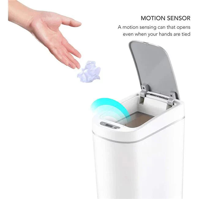 Nine Stars 1.85 Gallon Trash Can, Plastic Motion Sensor Bathroom Trash Can, White, Pack of 1 - Amado Deals - wholesale and distributors with free shipping in United States