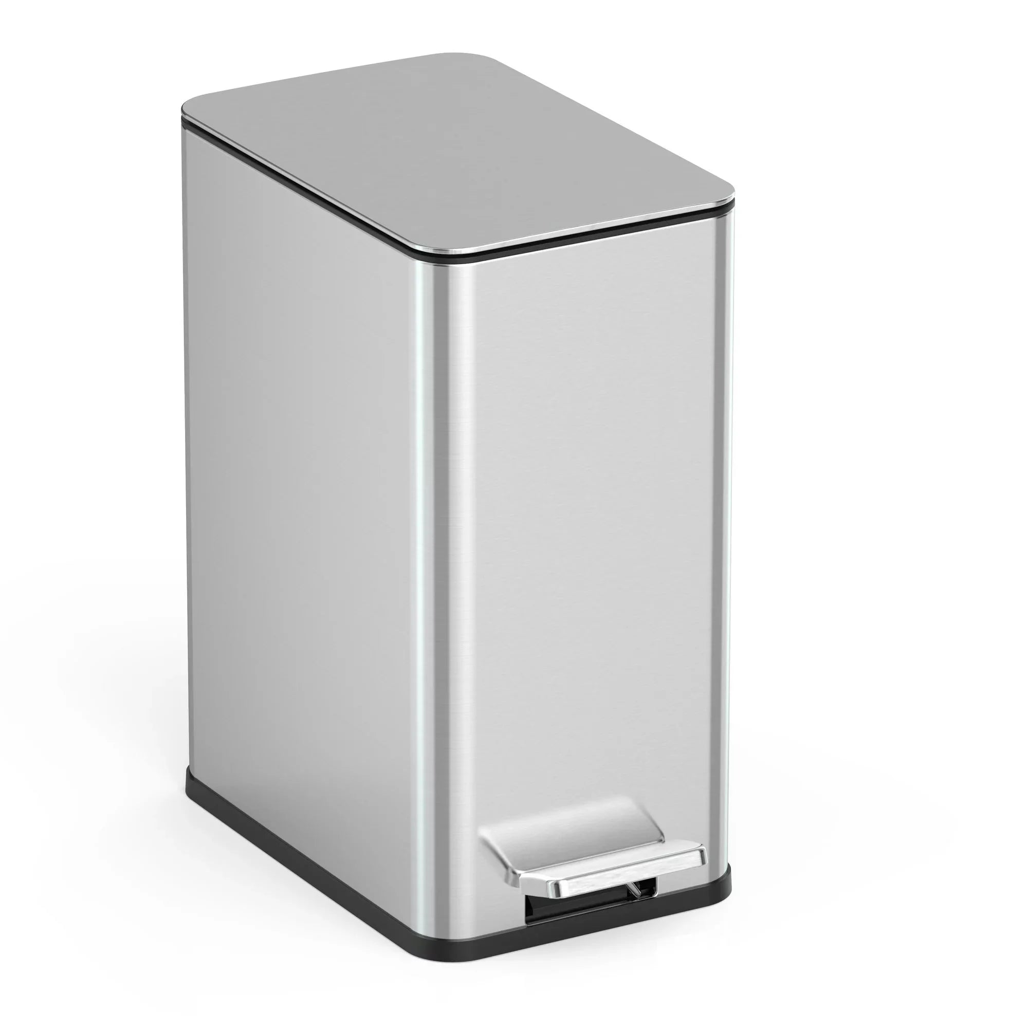 Nine Stars 2.6 Gallon Trash Can, Slim Step On Bathroom Trash Can, Stainless Steel - Amado Deals - wholesale and distributors with free shipping in United States