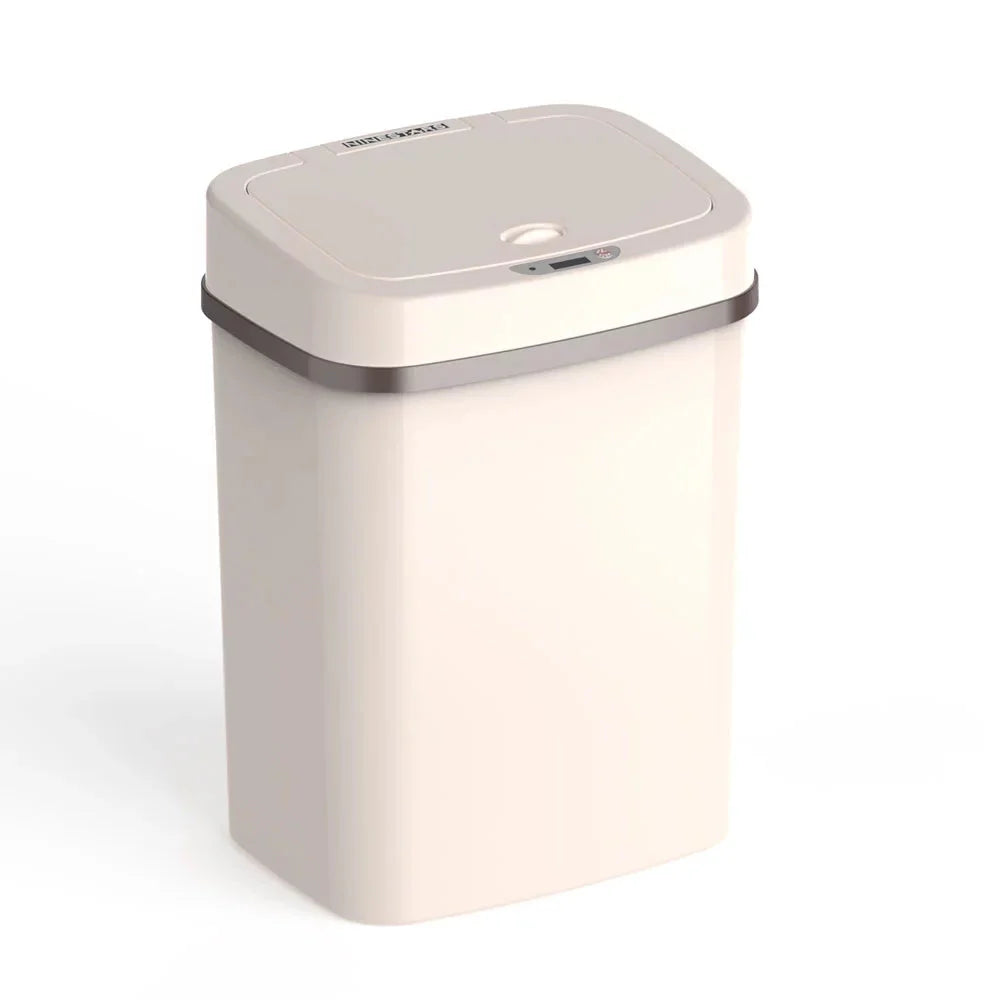 Nine Stars 3.2 Gallon Trash Can, Plastic Touchless Bathroom Trash Can, Cream - Amado Deals - wholesale and distributors with free shipping in United States