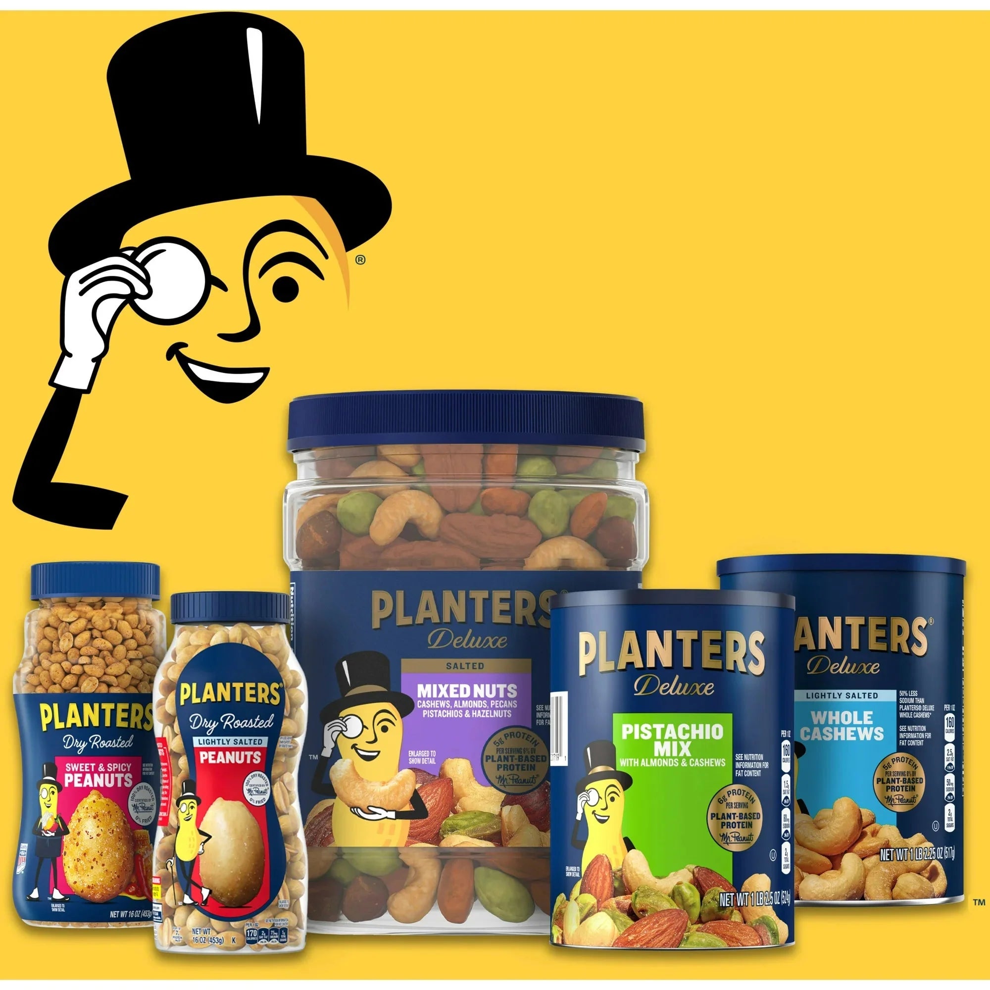 PLANTERS Deluxe Salted Mixed Nuts, Party Snacks, Plant-Based Protein 34oz (1 Container) - Amado Deals - wholesale and distributors with free shipping in United States
