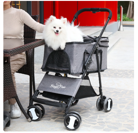 Pet Stroller Large 4 Wheel Dog Carrier Trailer Pram with Mesh Windows Outdoor Portable Puppy Travel Walk Carrier Load 30kg - Amado Deals - wholesale and distributors with free shipping in United States