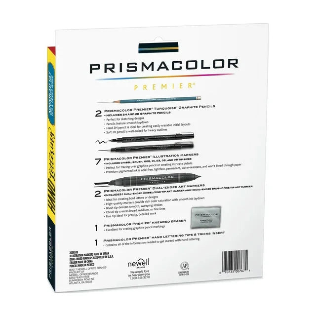 Prismacolor Premier Advanced Hand Lettering Set with Illustration Markers, Art Pens, Pencils, Eraser and Tips Pamphlet, 13 Count - Amado Deals - wholesale and distributors with free shipping in United States