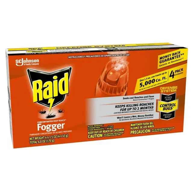 Raid Concentrated Deep Reach Pest Killer & Roach Fogger, 1.5 fl oz, 4 Count