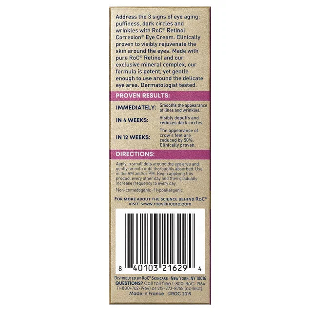 RoC Retinol Correxion Anti-Wrinkle + Firming Eye Cream for Dark Circles & Puffy Eyes, 0.5 oz - Amado Deals - wholesale and distributors with free shipping in United States
