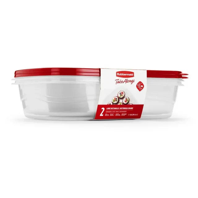 Rubbermaid TakeAlongs, 1 Gallon, 2 Packs, Red, Large Rectangular Plastic Food Storage Containers - Amado Deals - wholesale and distributors with free shipping in United States