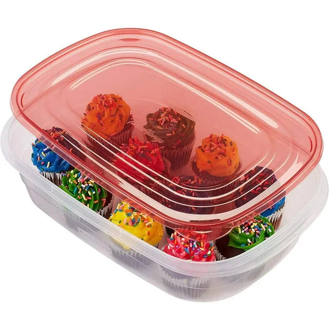 Rubbermaid TakeAlongs, 1 Gallon, 2 Packs, Red, Large Rectangular Plastic Food Storage Containers - Amado Deals - wholesale and distributors with free shipping in United States