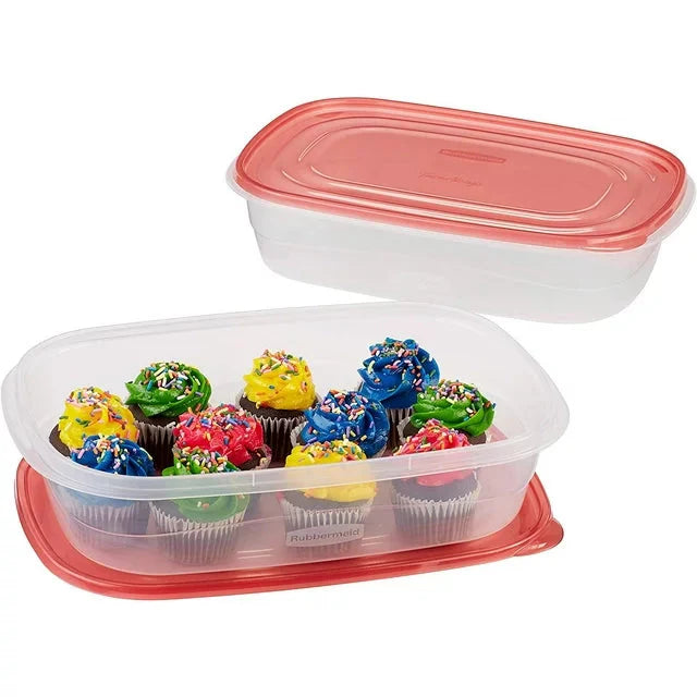 Rubbermaid TakeAlongs, 1 Gallon, 2 Packs, Red, Large Rectangular Plastic Food Storage Containers - Amado Deals - wholesale and distributors with free shipping in United States