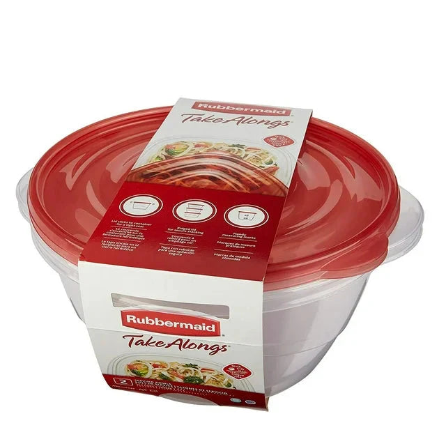 Rubbermaid TakeAlongs 15.7 Cup Round Food Storage Containers, Set of 2, Red - Amado Deals - wholesale and distributors with free shipping in United States