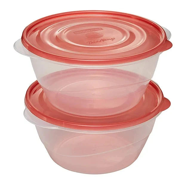 Rubbermaid TakeAlongs 15.7 Cup Round Food Storage Containers, Set of 2, Red - Amado Deals - wholesale and distributors with free shipping in United States