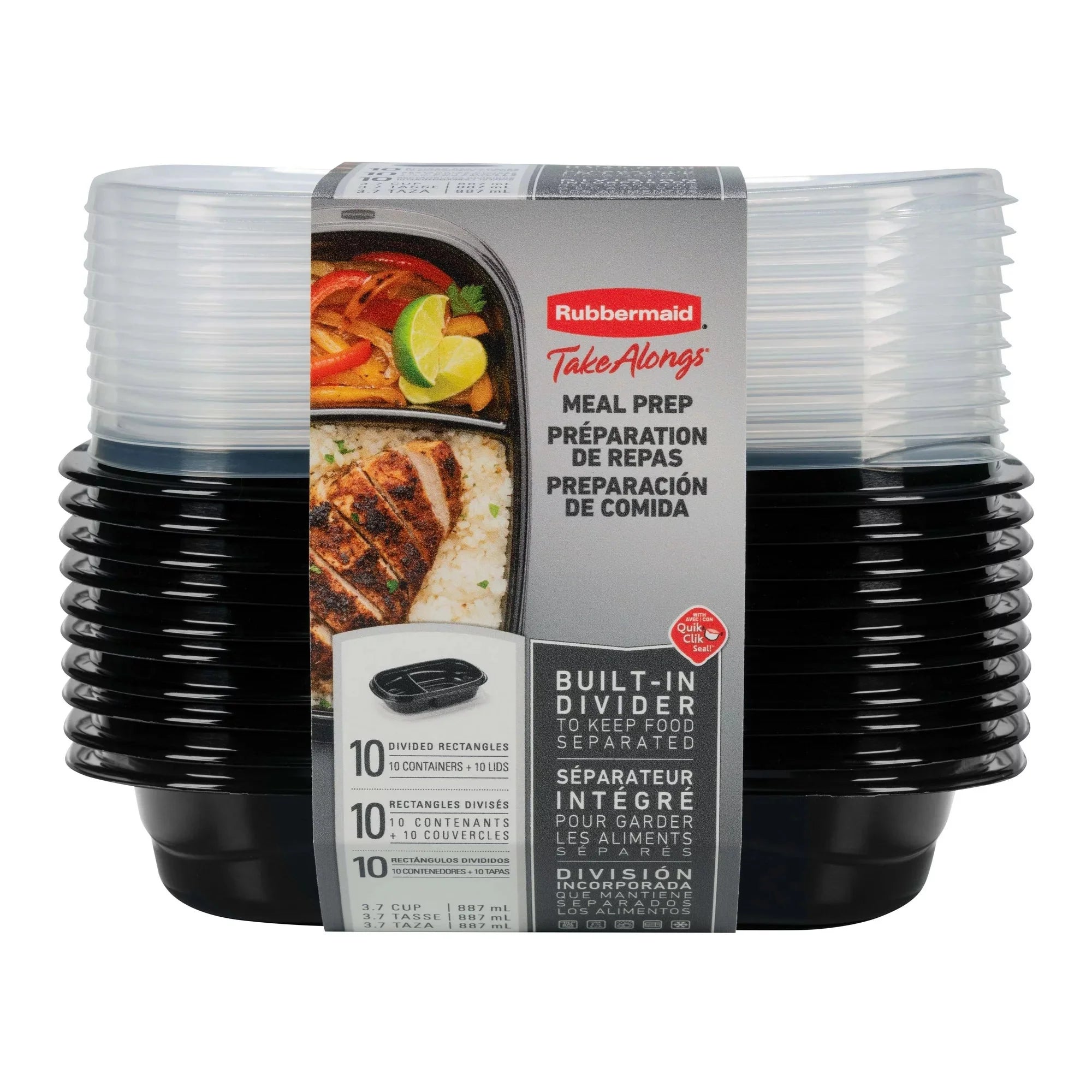 Rubbermaid TakeAlongs, 3.7 Cups, Meal Prep Food Storage Container with Built-In Divider, 20 Pieces - Amado Deals - wholesale and distributors with free shipping in United States