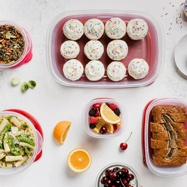 Rubbermaid TakeAlongs 40 Piece Food Storage Set, Red, Total of 12.6 Qts - Amado Deals - wholesale and distributors with free shipping in United States